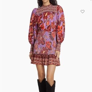 Farm Rio. Smocked Floral Minidress